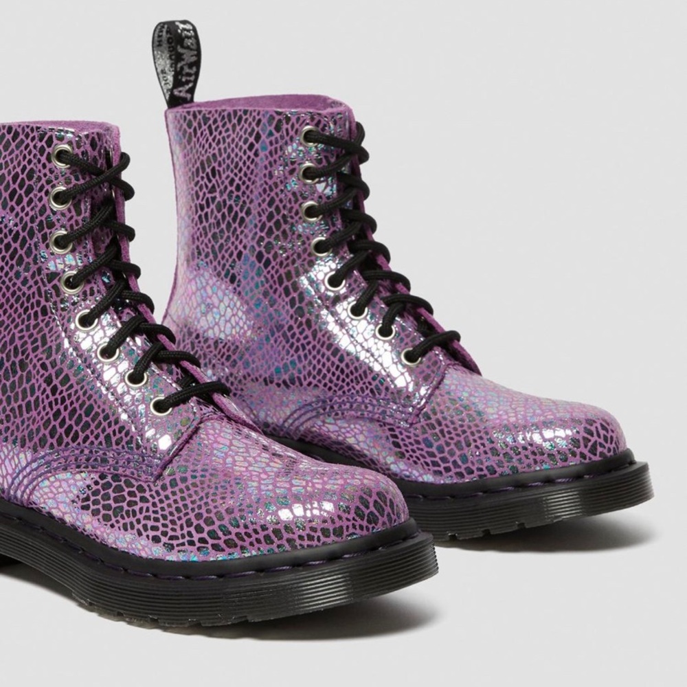 🇬🇧DR. MARTENS 1460 Pascal Purple Snake Metallic Suede Boots - Picture 3 of 16
